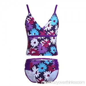 iiniim Youth Girls 2 Piece Bikini Tankini Bathing Suit Floral Printed Swimsuit Swimwear Swimming Clothes Purple B07CLYLLQ3
